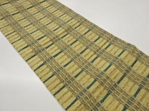 手織り紬抽象格子模様織出し名古屋帯